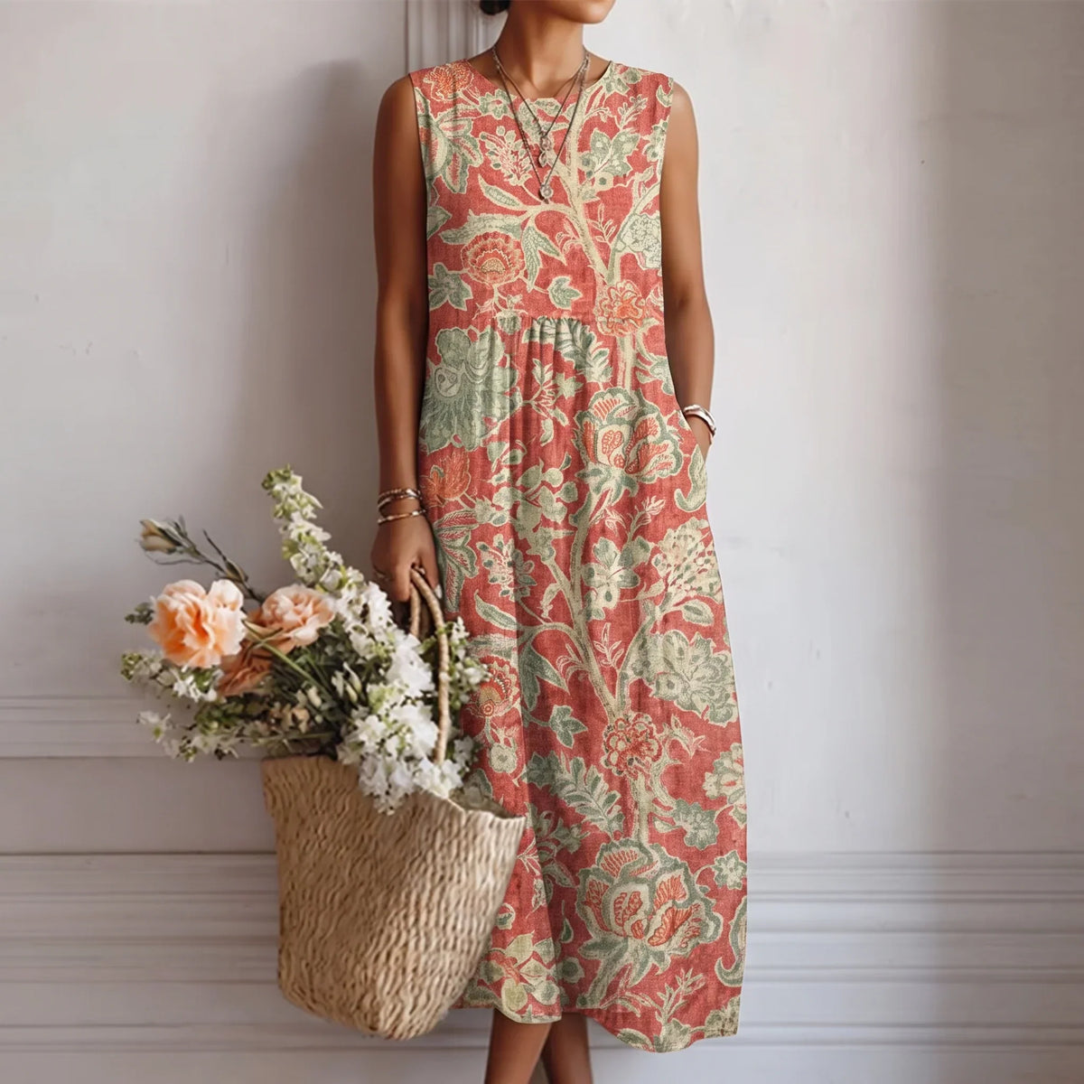 Marnie | Sleeveless Pocket Midi Dress