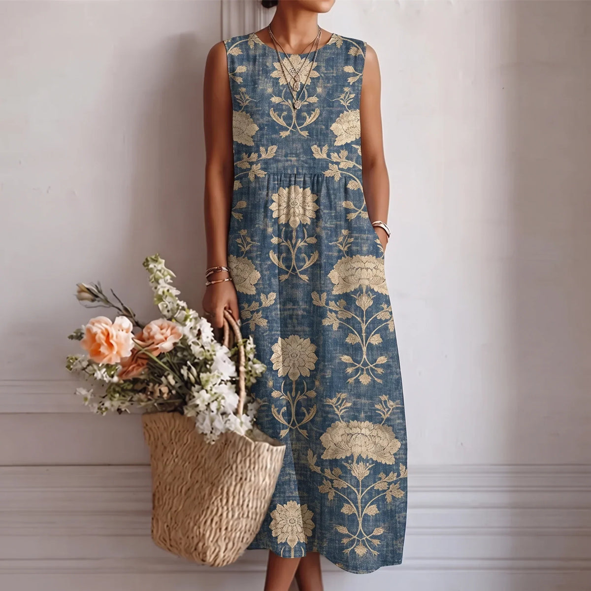 Marnie | Sleeveless Pocket Midi Dress