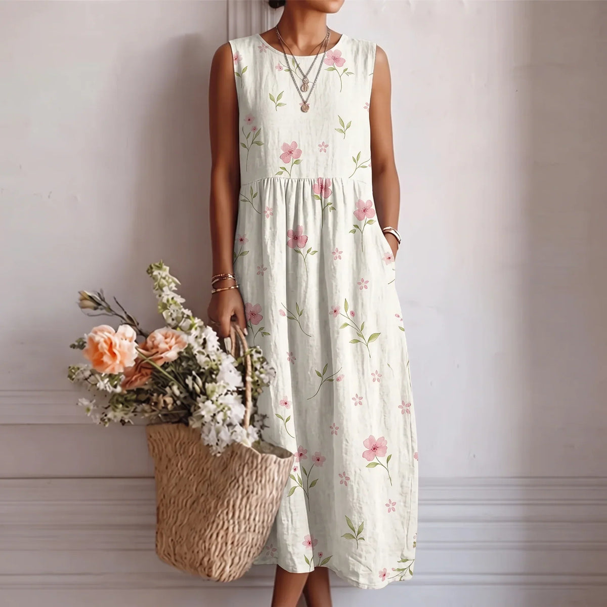 Marnie | Sleeveless Pocket Midi Dress