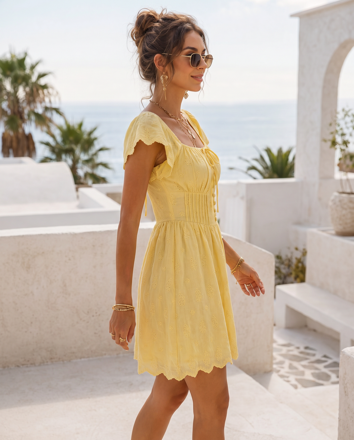 Elodie | Embroidered Cotton Mini Dress