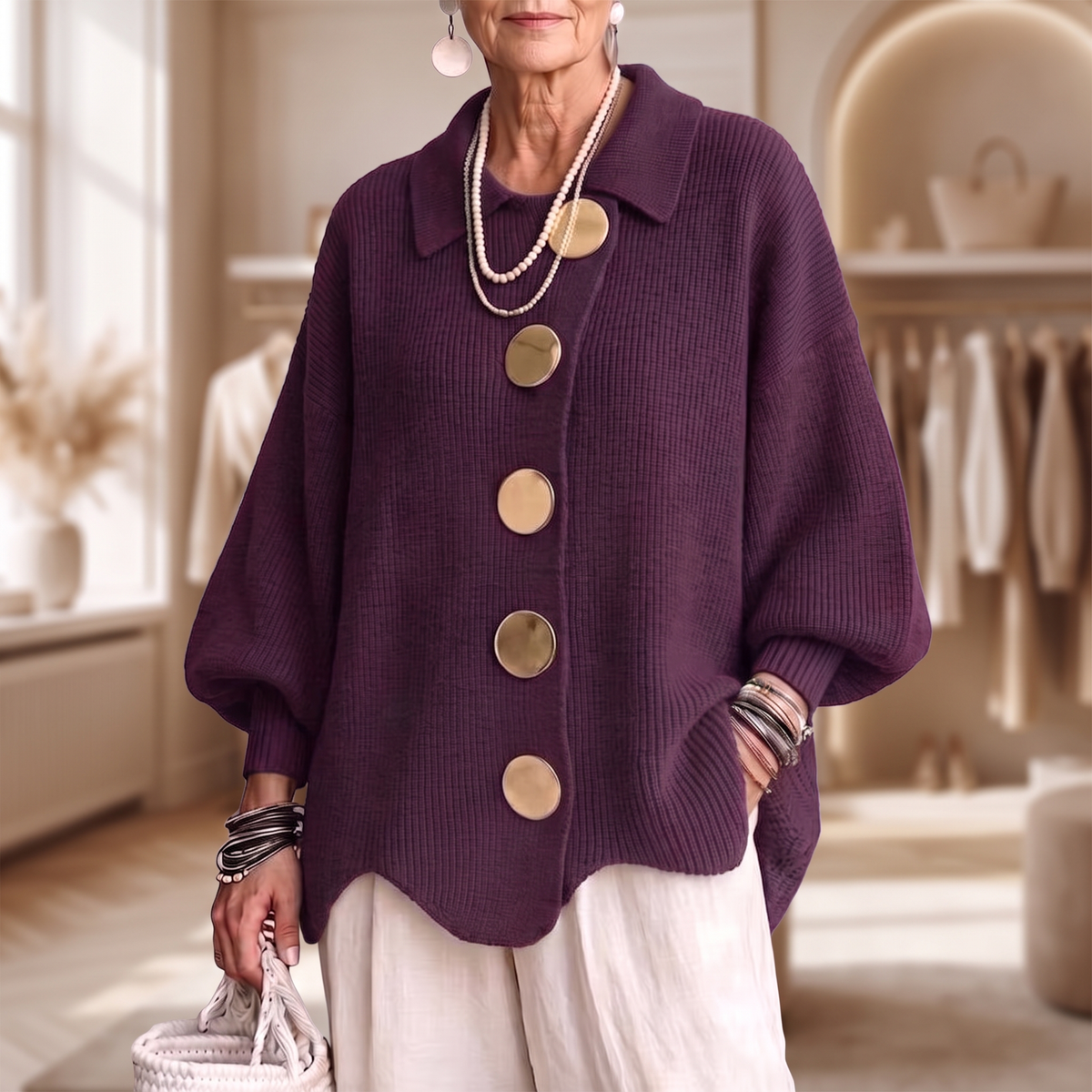 Isadora | Statement Button Knit Cardigan