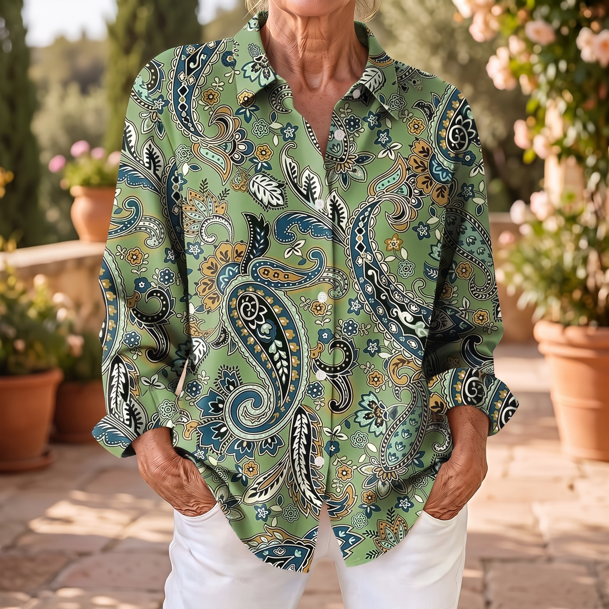 Rosalie | Paisley Button-Up Shirt