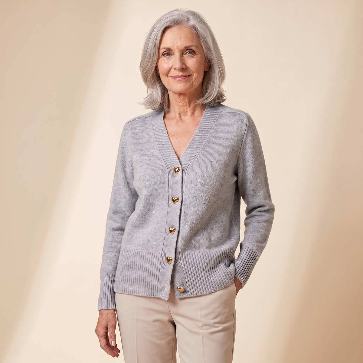 Veronica | Heart Button Knit Cardigan