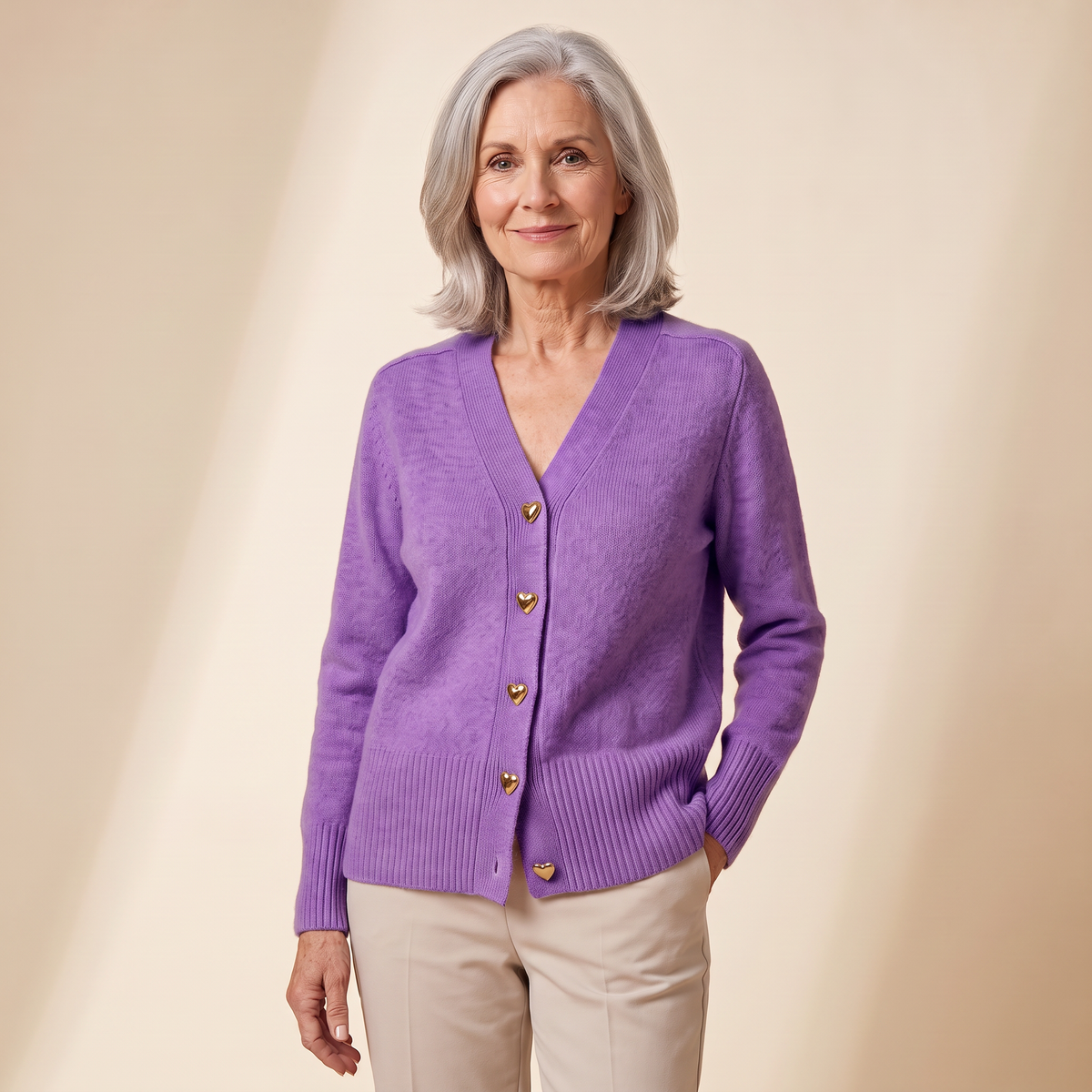 Veronica | Heart Button Knit Cardigan