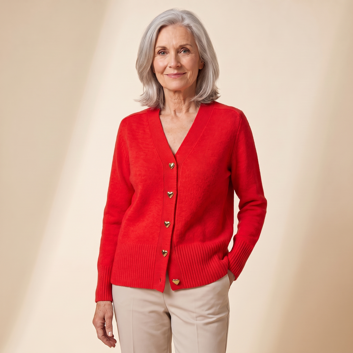 Veronica | Heart Button Knit Cardigan