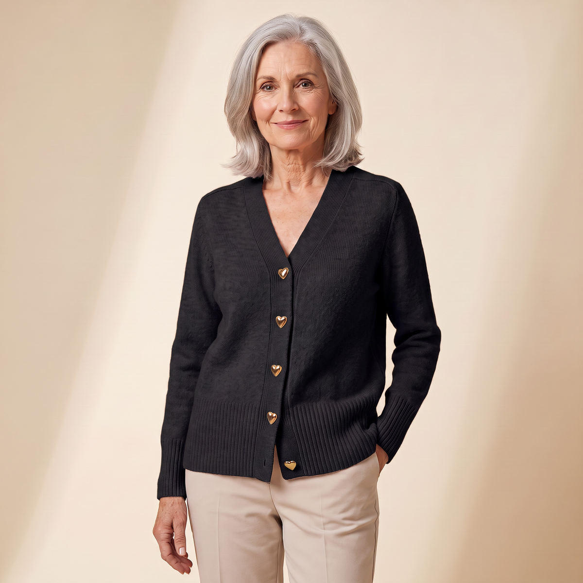 Veronica | Heart Button Knit Cardigan