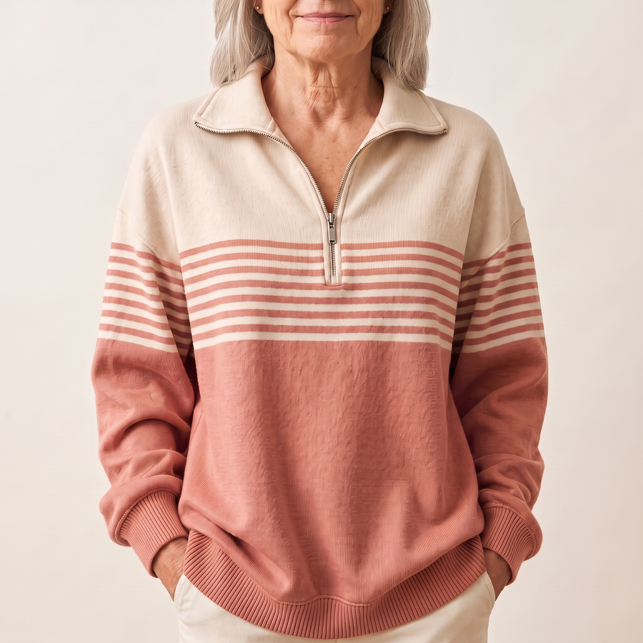 Skylah | Striped Quarter-Zip Pullover Sweater