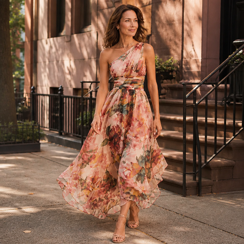 Adeline | One-Shoulder Floral Dress