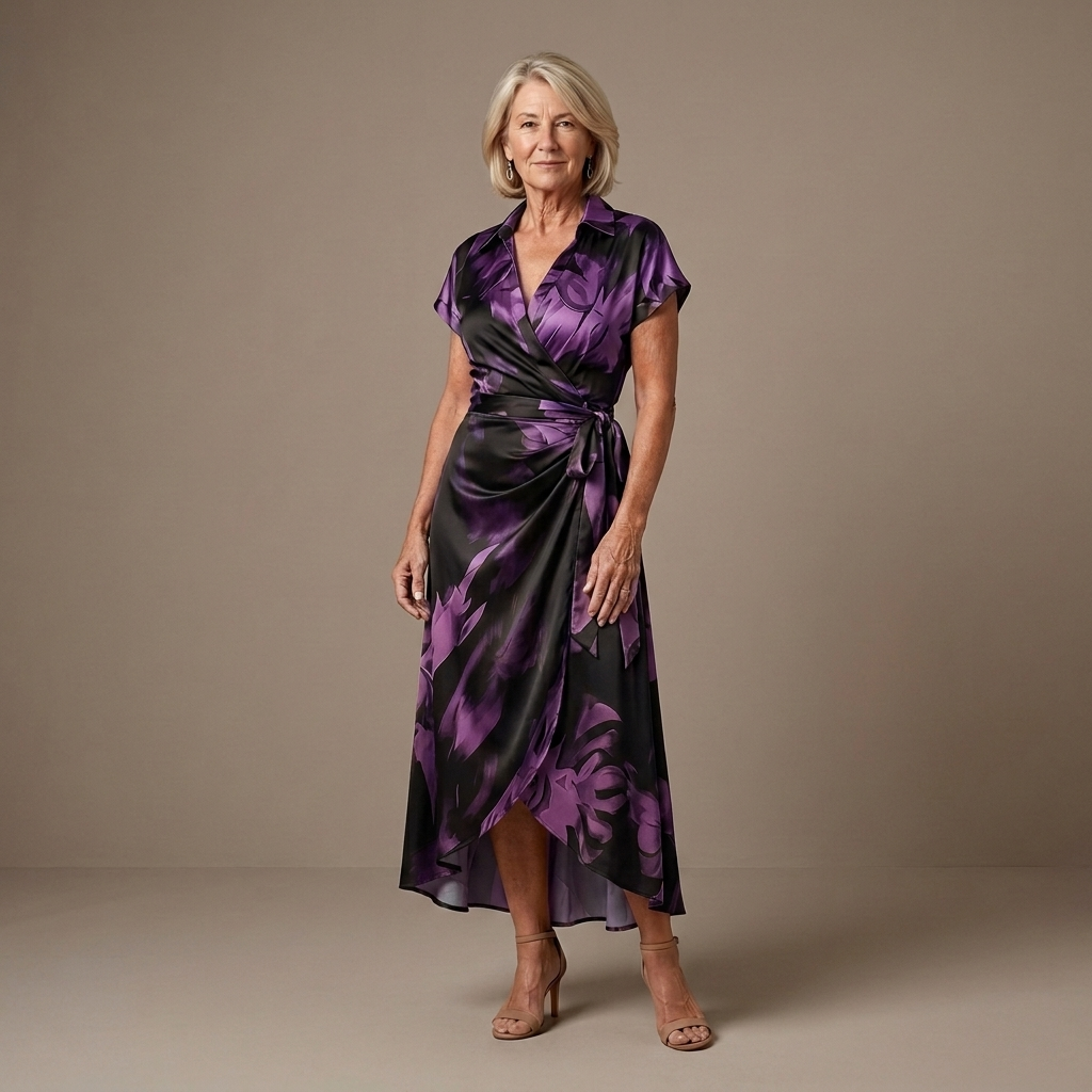 Corinne | Abstract Print Wrap Midi Dress