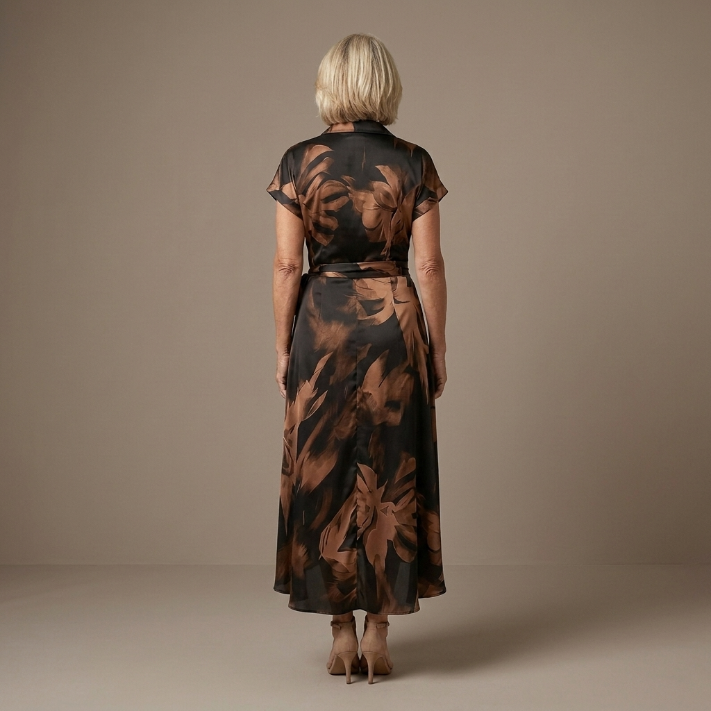 Corinne | Abstract Print Wrap Midi Dress