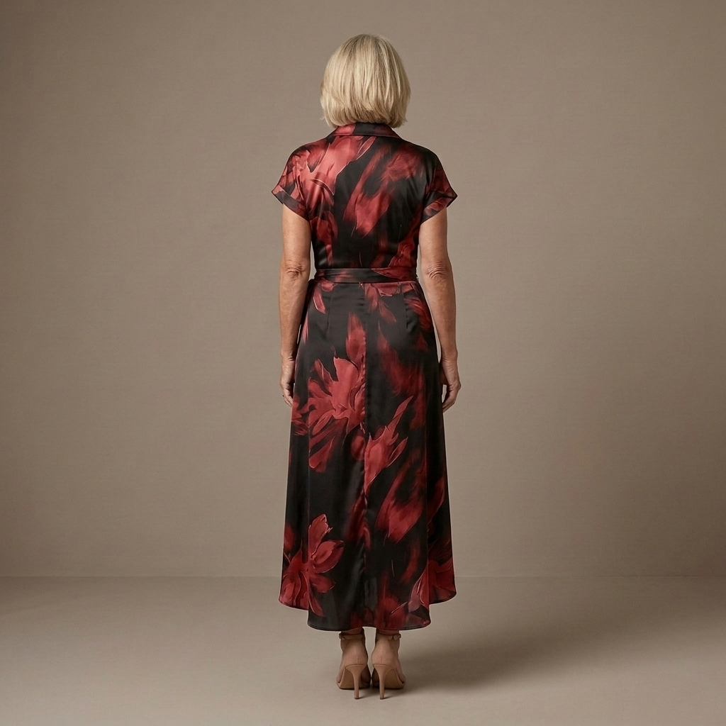 Corinne | Abstract Print Wrap Midi Dress