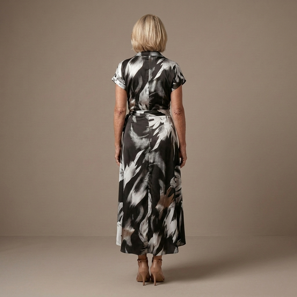Corinne | Abstract Print Wrap Midi Dress