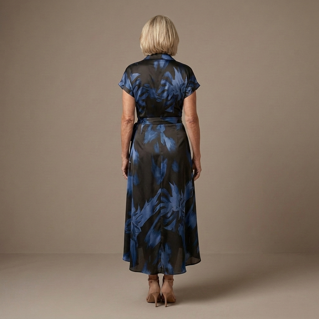 Corinne | Abstract Print Wrap Midi Dress