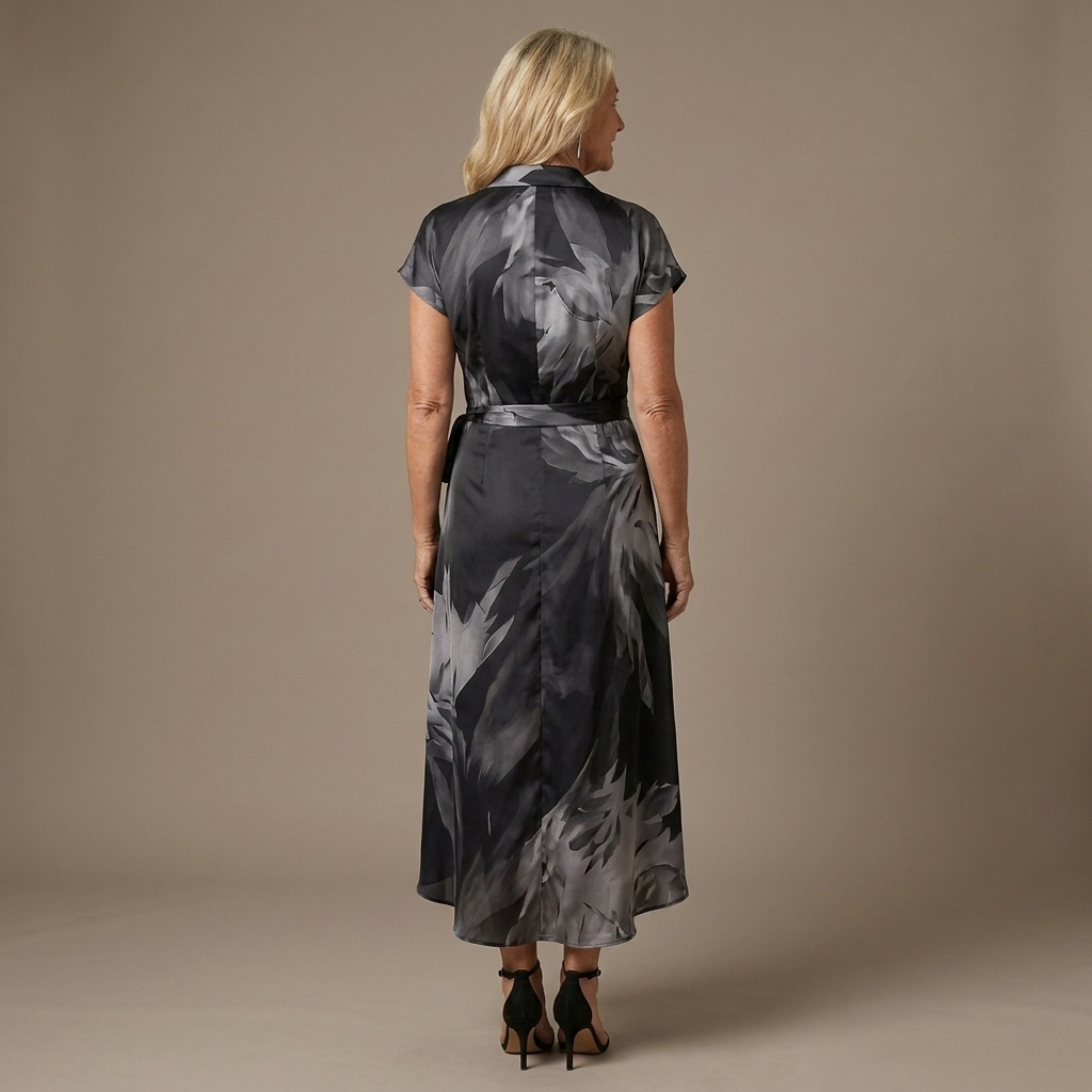 Corinne | Abstract Print Wrap Midi Dress