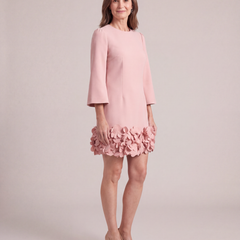Solange blush pink mini dress, three-quarter view