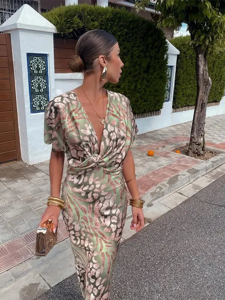 Tessa | Copper Print Midi Dress