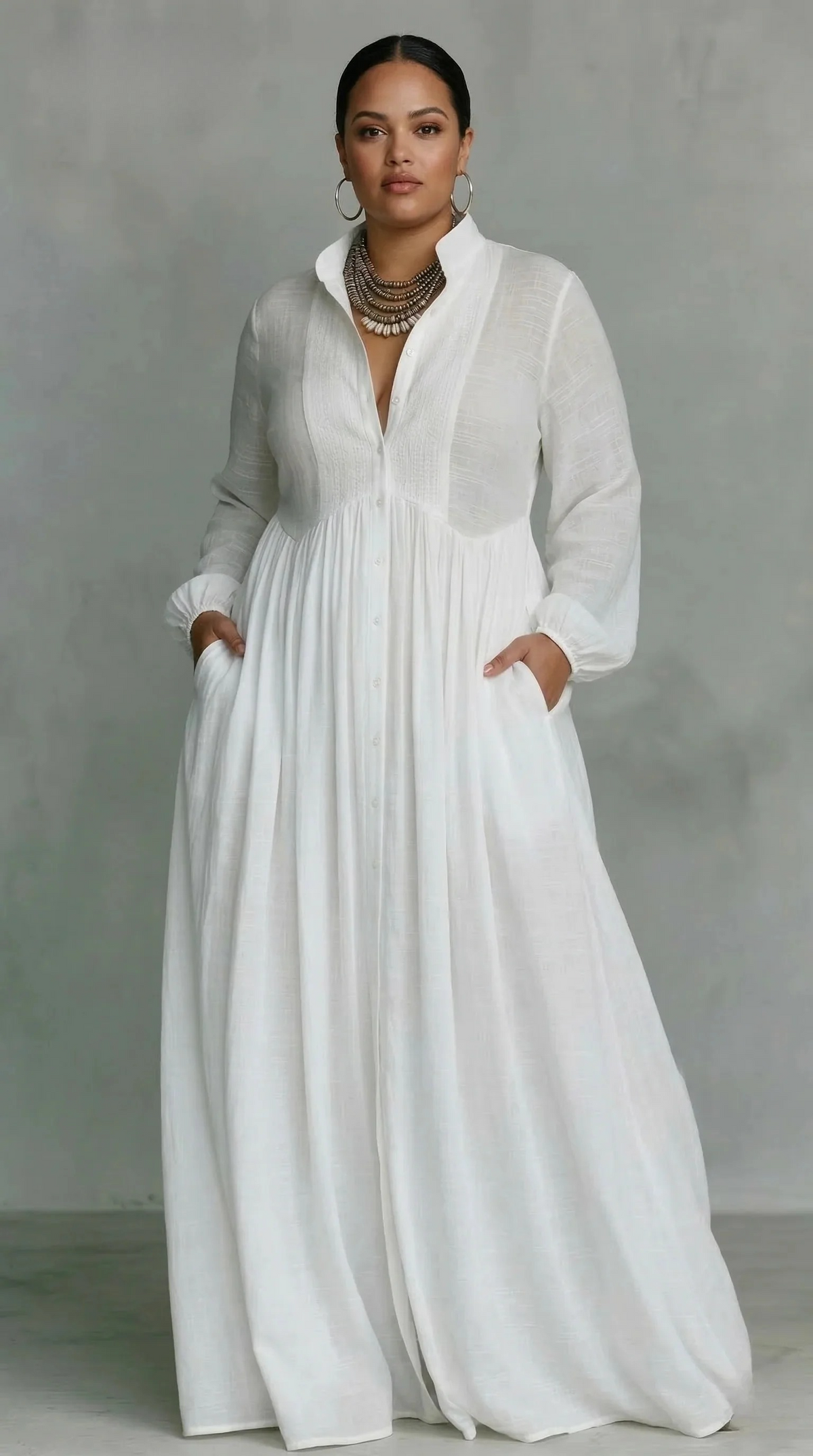 Lucinda | Flowing Button-Front Maxi Dress