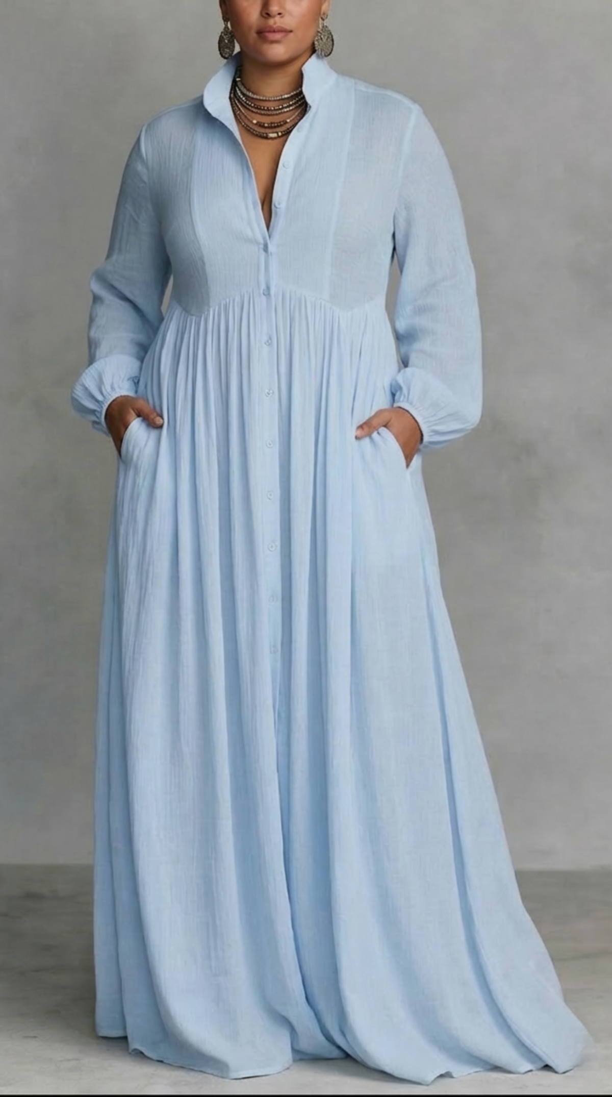 Lucinda | Flowing Button-Front Maxi Dress