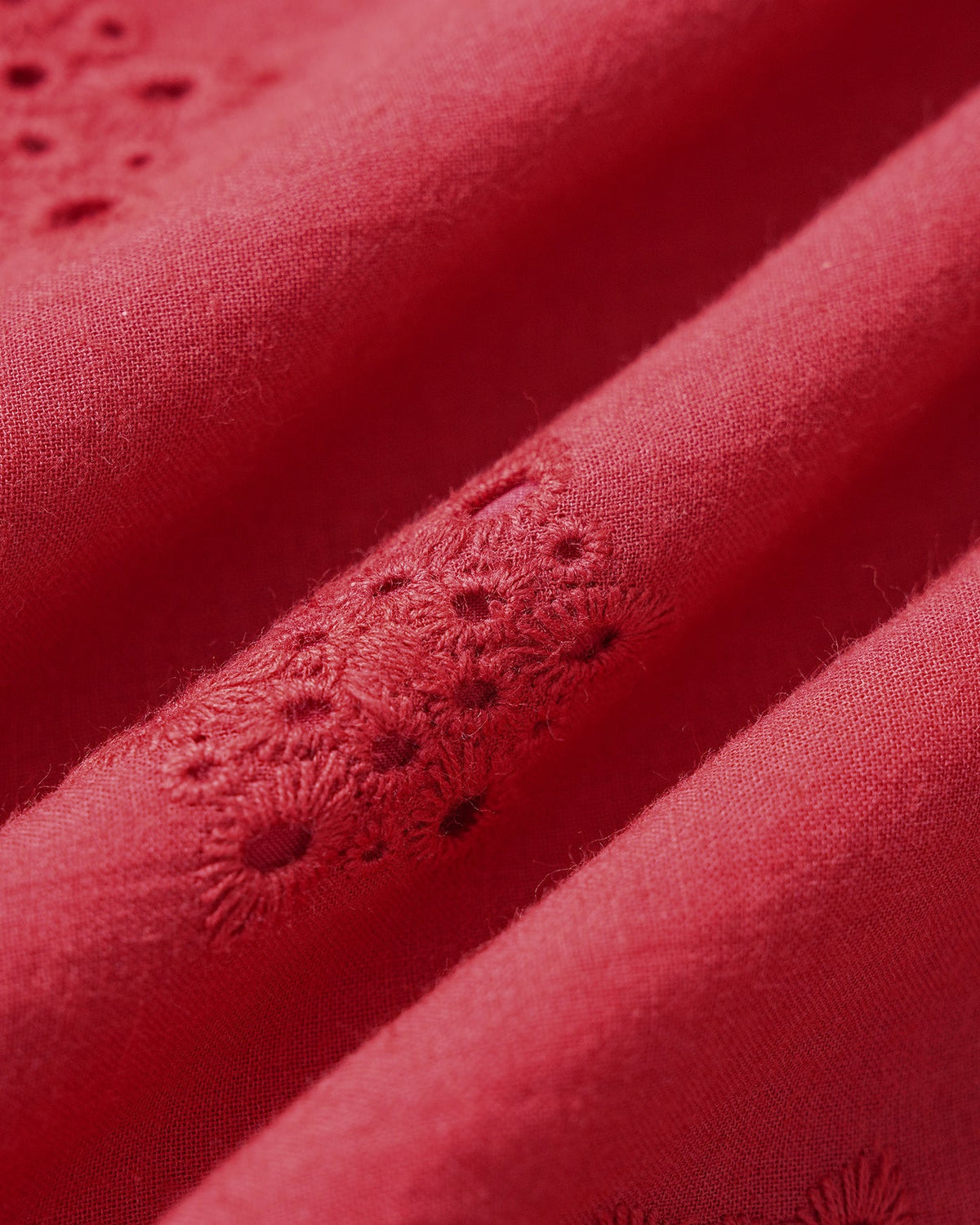 Red V Neck Embroidery Midi Dress